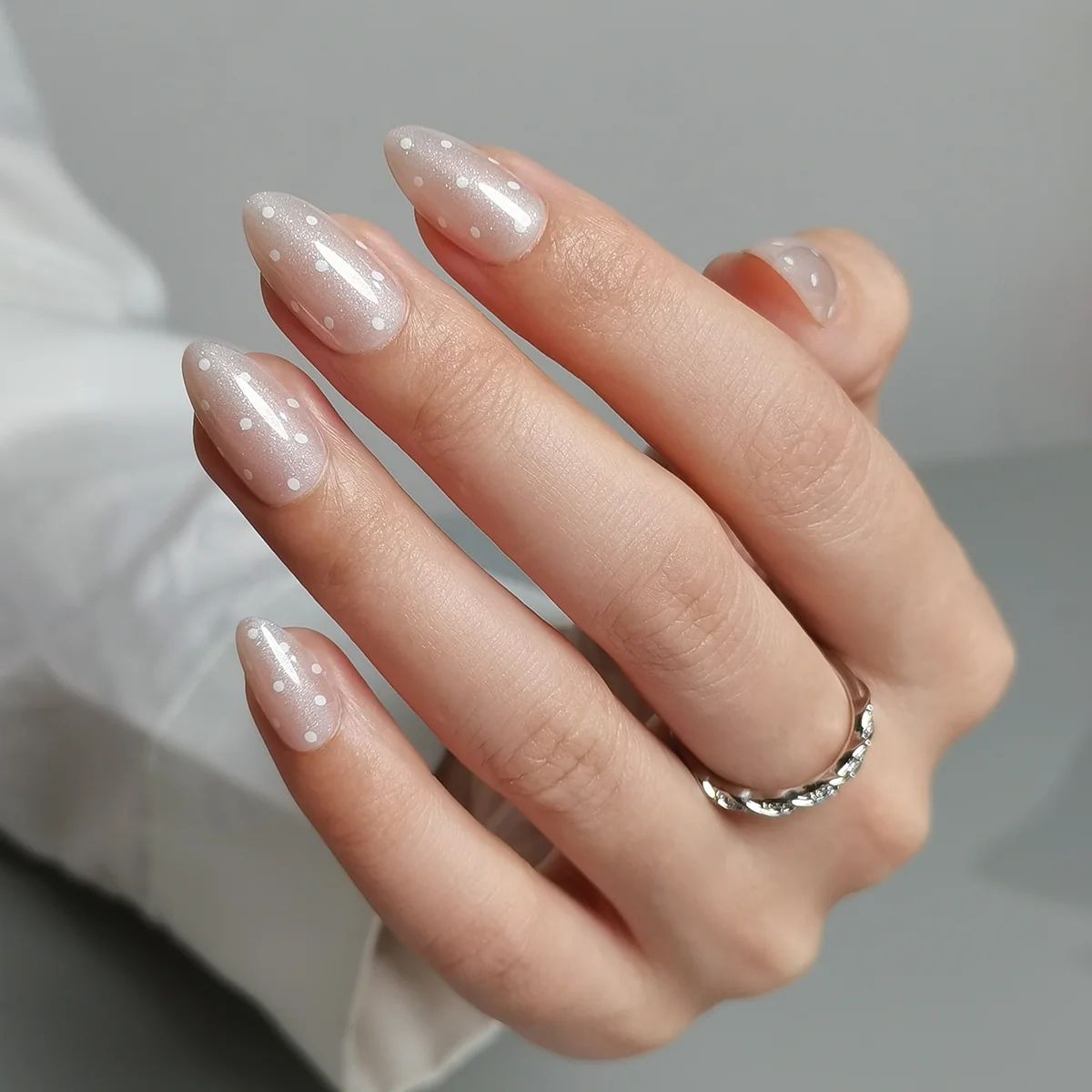 Visual Idea — Medium Almond-Shaped Nails With A Sheer — Almond Nails 2027 for Chubby Fingers
