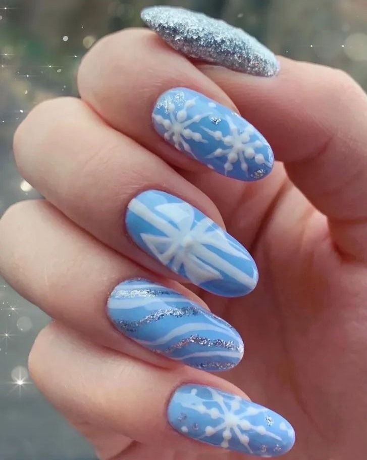 Light Blue Snowflake Swirl Nails Light Blue Snowflake Swirl Nails — Winter Wonderland Nails 2027