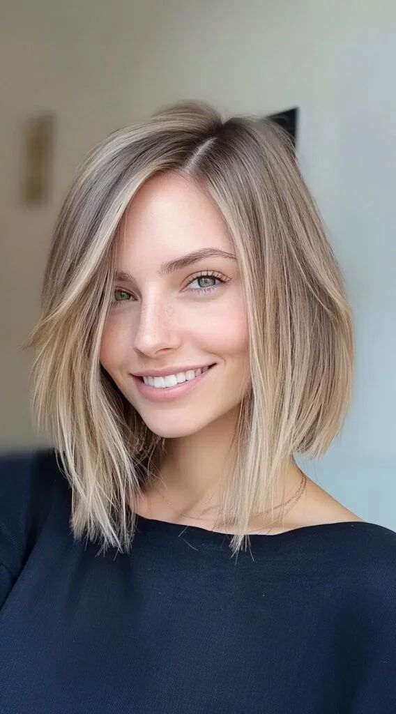 Chin Length Bob With Ash Blonde & Soft Waves — Balayage Lob 2027