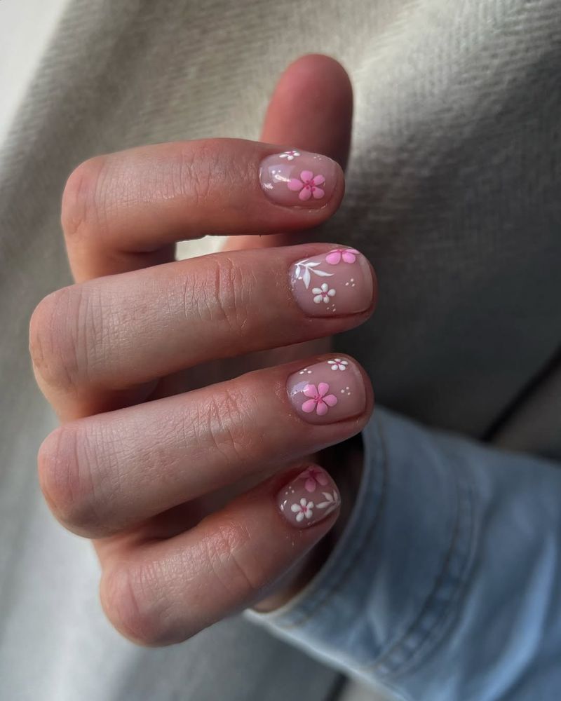 Minimalist Floral Short Square Nails Minimalist Floral Short Square Nails — Short Floral Nails 2027