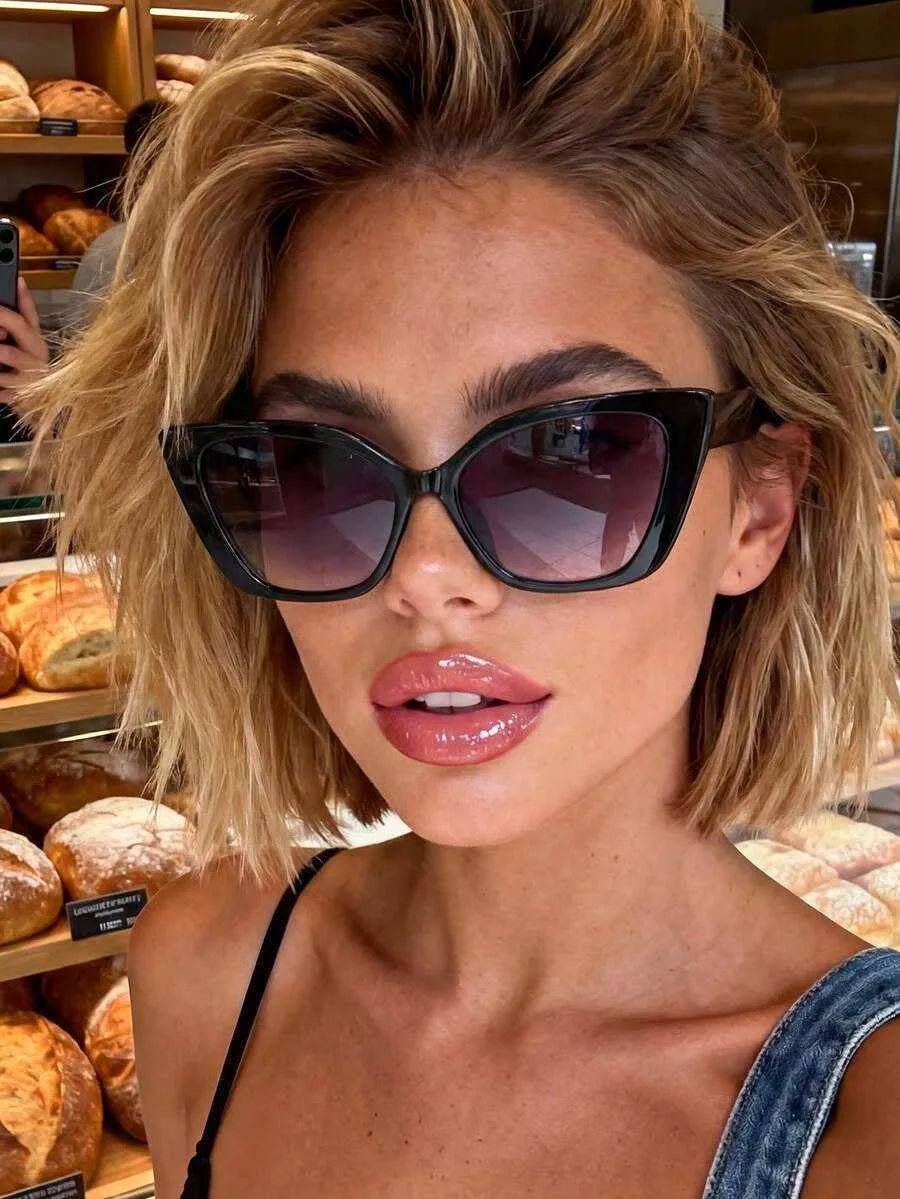Denim Overalls with Oversized Cat Eye Sunglasses — Cat Eye Sunglasses Outfits 2027