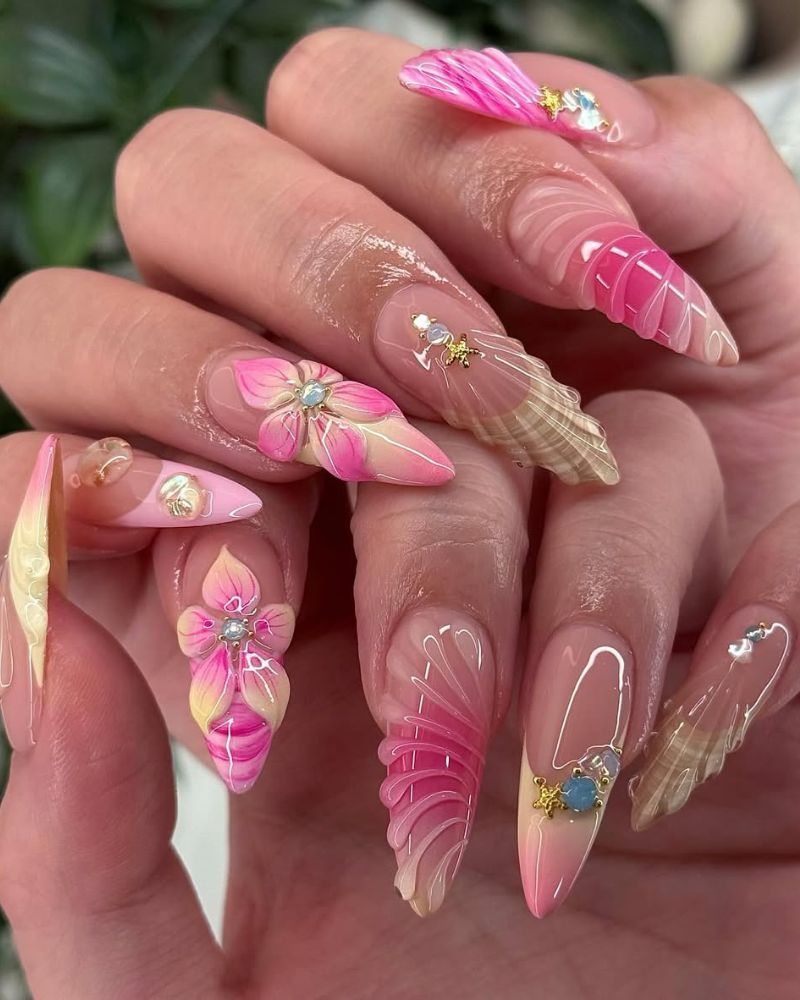 Visual Idea — Well-Lit Shot Visual Idea — Well-Lit Shot — Floral Stiletto Nails 2027