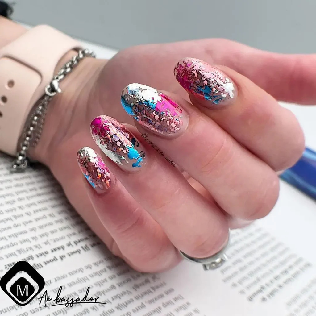 Glossy With Embedded Foil Visual Idea Glossy With Embedded Foil Visual Idea — Holographic Foil Nails 2027