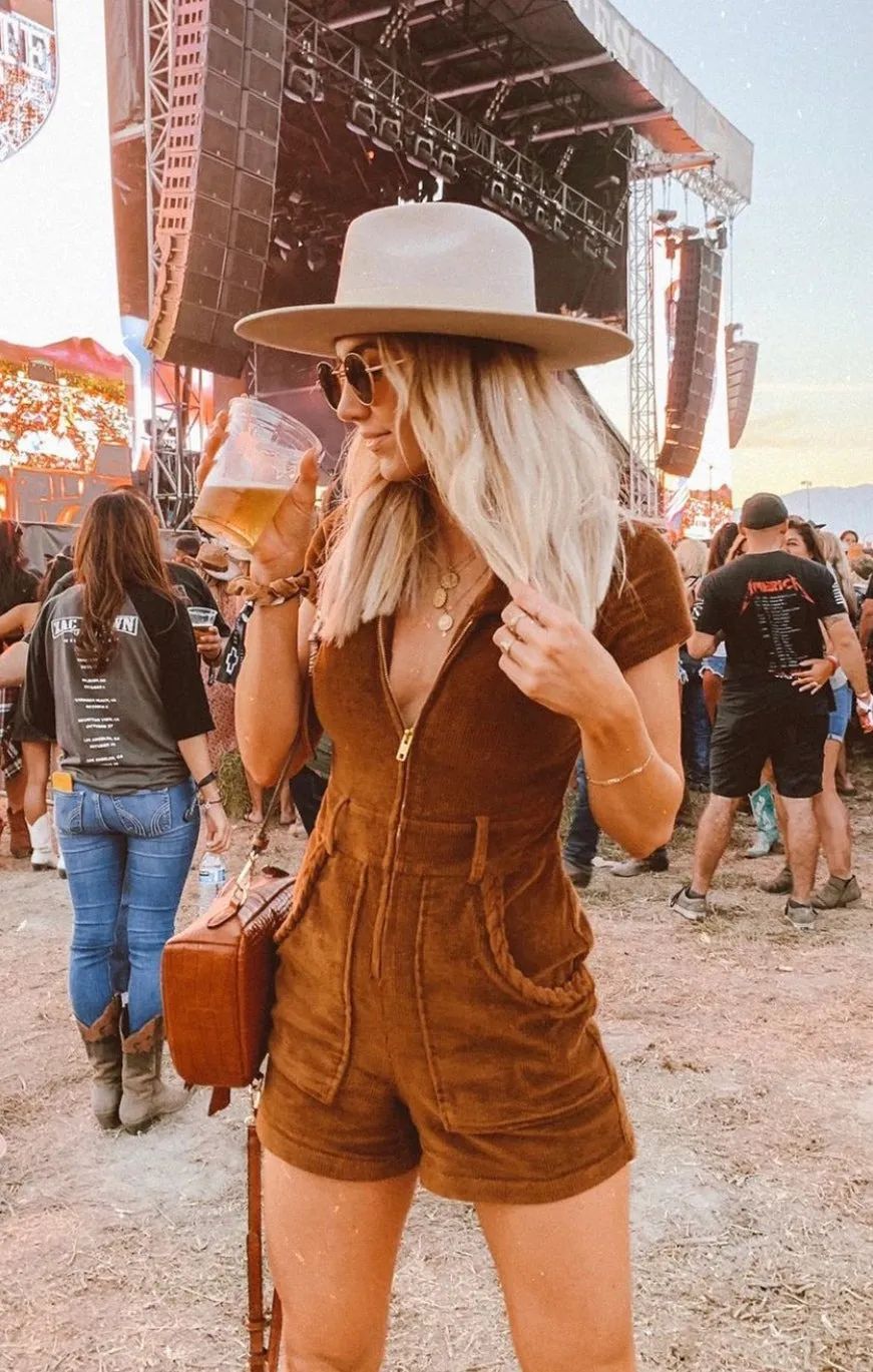 Corduroy Romper for a Textured Western Aesthetic Corduroy Romper for a Textured Western Aesthetic — Country Concert Outfits 2027