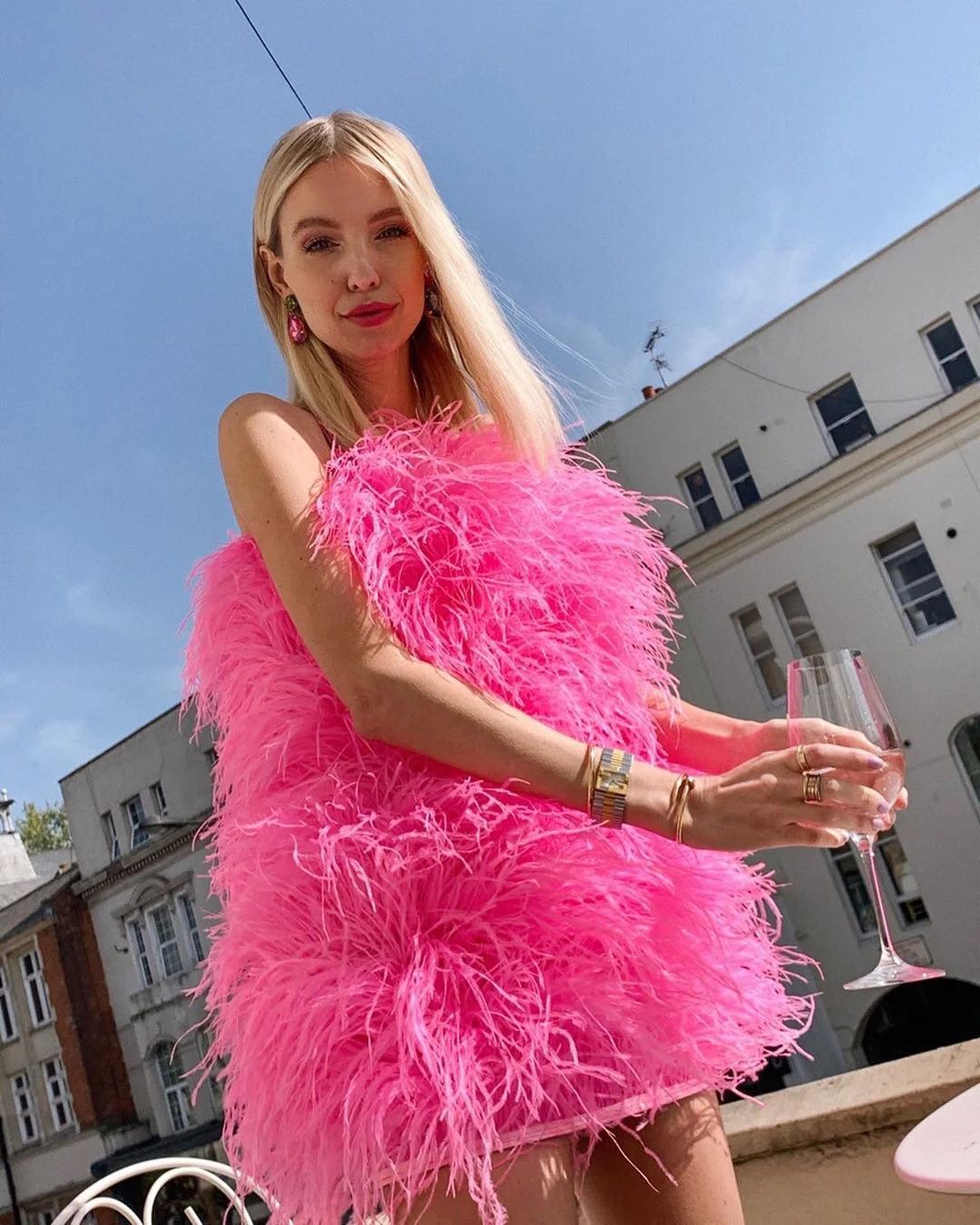 Vibrant Hot Pink Feather Mini Dress for a Fun Party Vibrant Hot Pink Feather Mini Dress for a Fun Party — Feather Outfits 2027