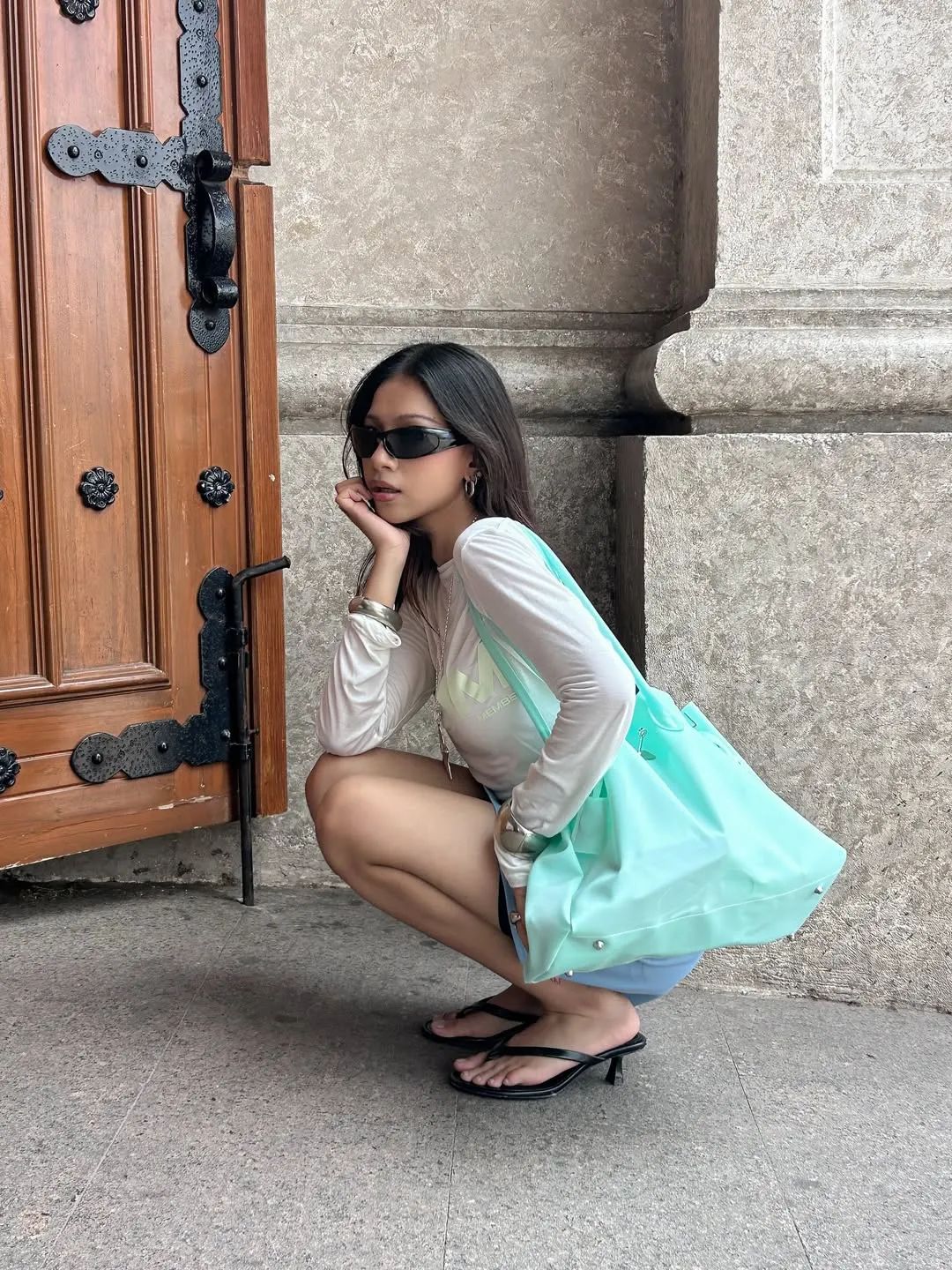 Casual Daytime Look with Mint Green Tote Bag Casual Daytime Look with Mint Green Tote Bag — Jelly Aesthetic Outfits 2027