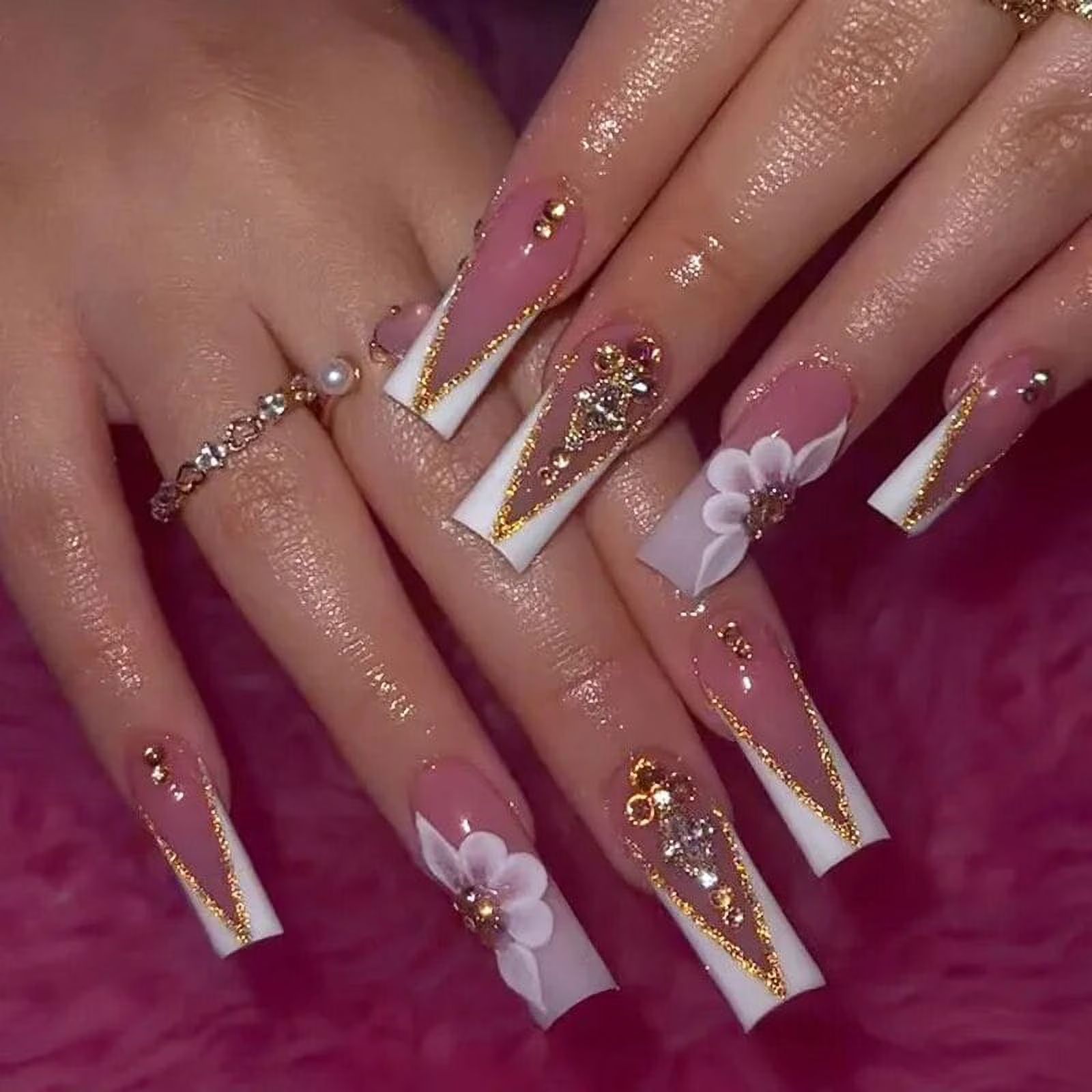 Red Rhinestone French Coffin Nails Red Rhinestone French Coffin Nails — Baddie Nails 2027
