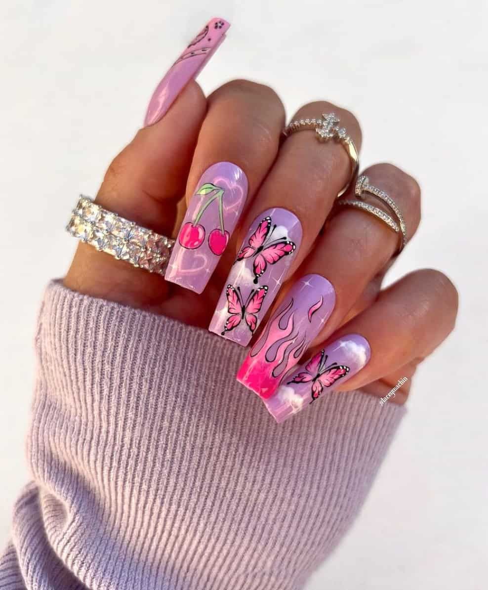 Lavender Butterfly Flame Coffin Nails Lavender Butterfly Flame Coffin Nails — Baddie Nails 2027