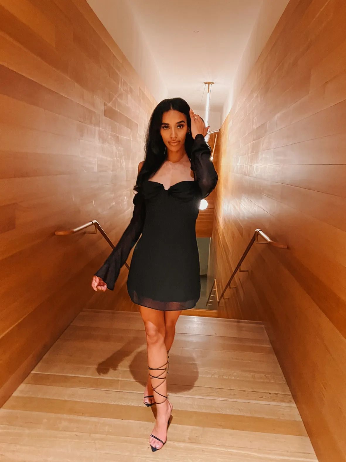 Black Mini Dress with Dramatic Bell Sleeves Black Mini Dress with Dramatic Bell Sleeves — Proposal Outfits 2027