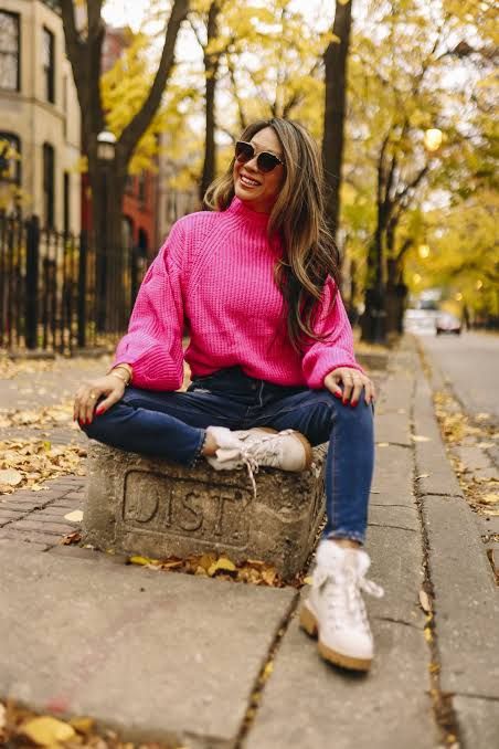Bright Knit Sweater with Skinny Jeans Bright Knit Sweater with Skinny Jeans — Winter Photoshoot Outfits 2027