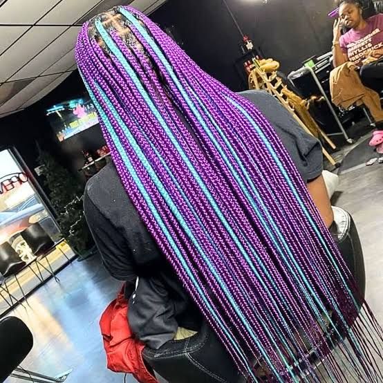 Mid-Back Visual Idea — Purple Knotless Braids 2027