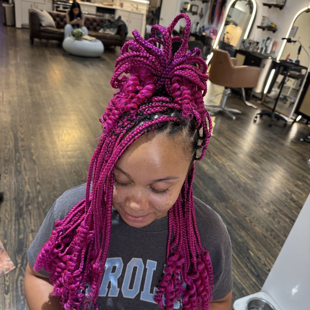 Pink and Purple Braids With Curly Ends — Purple Knotless Braids 2027