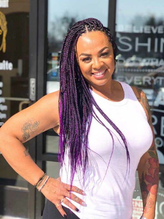 Shoulder Length Visual Idea — Purple Knotless Braids 2027