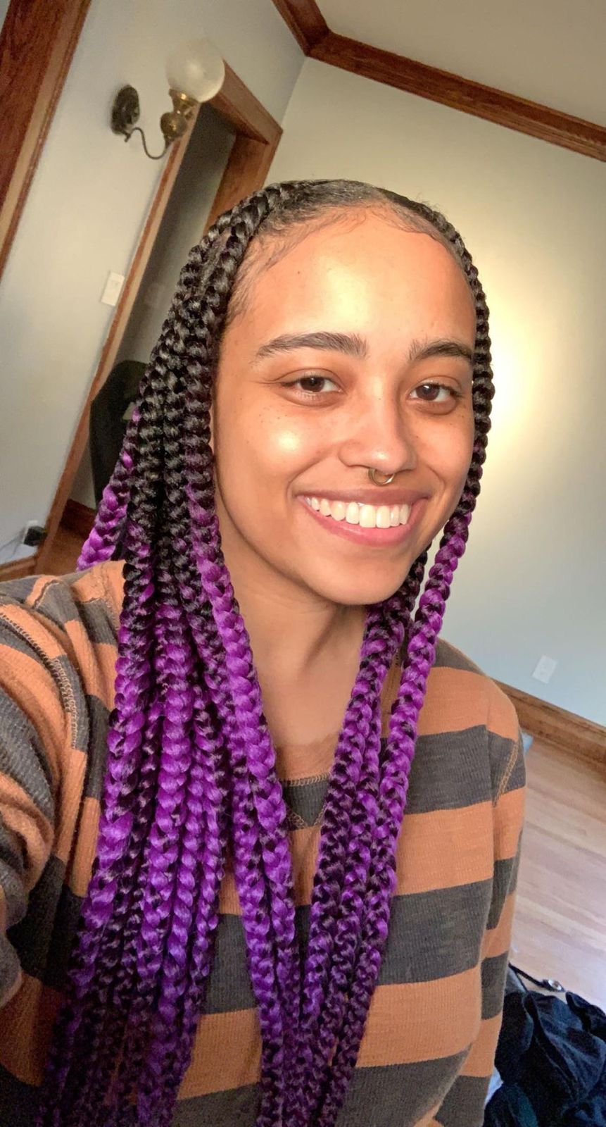 Black With Purple Highlights Visual Idea — Purple Knotless Braids 2027