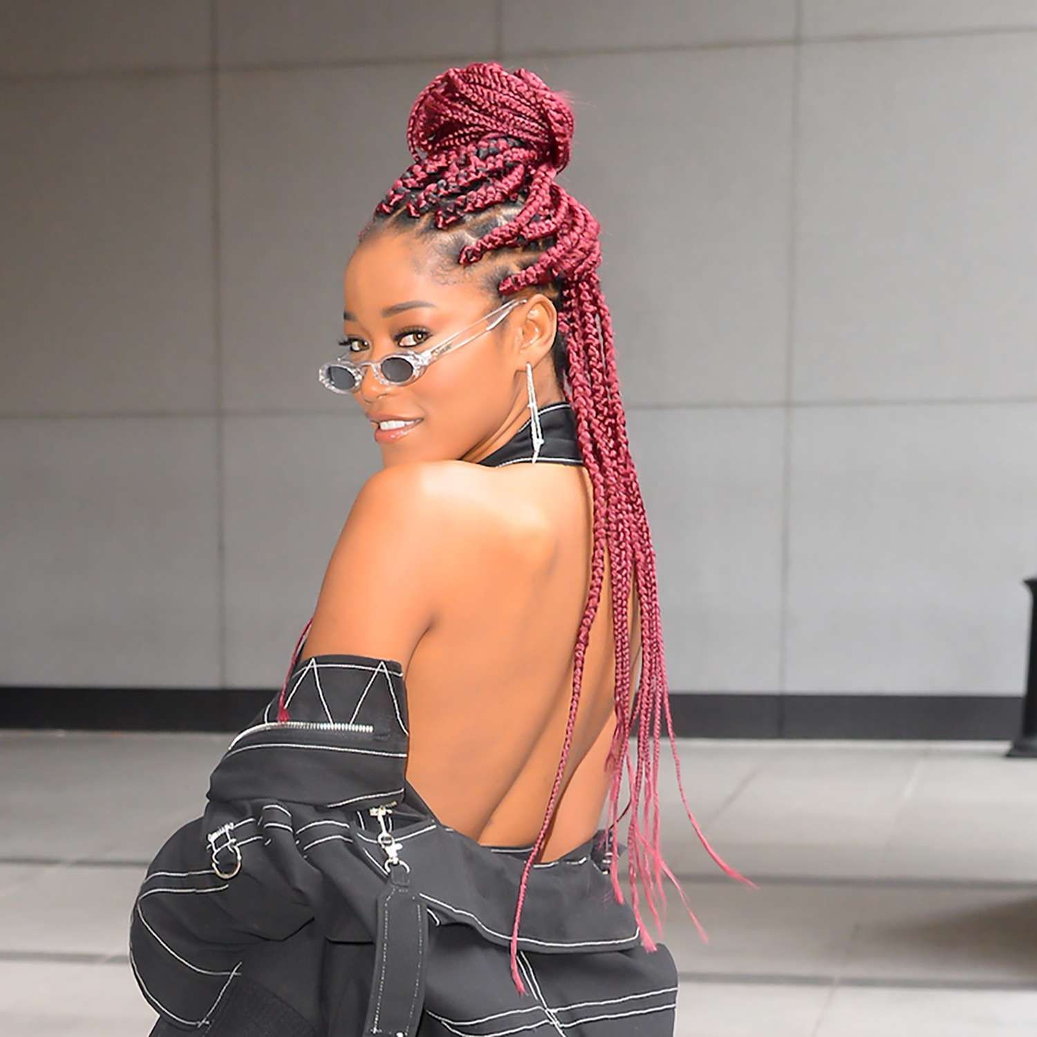 Elegant High Bun With Cascading Burgundy Braids Elegant High Bun With Cascading Burgundy Braids — Burgundy Knotless Braids 2027
