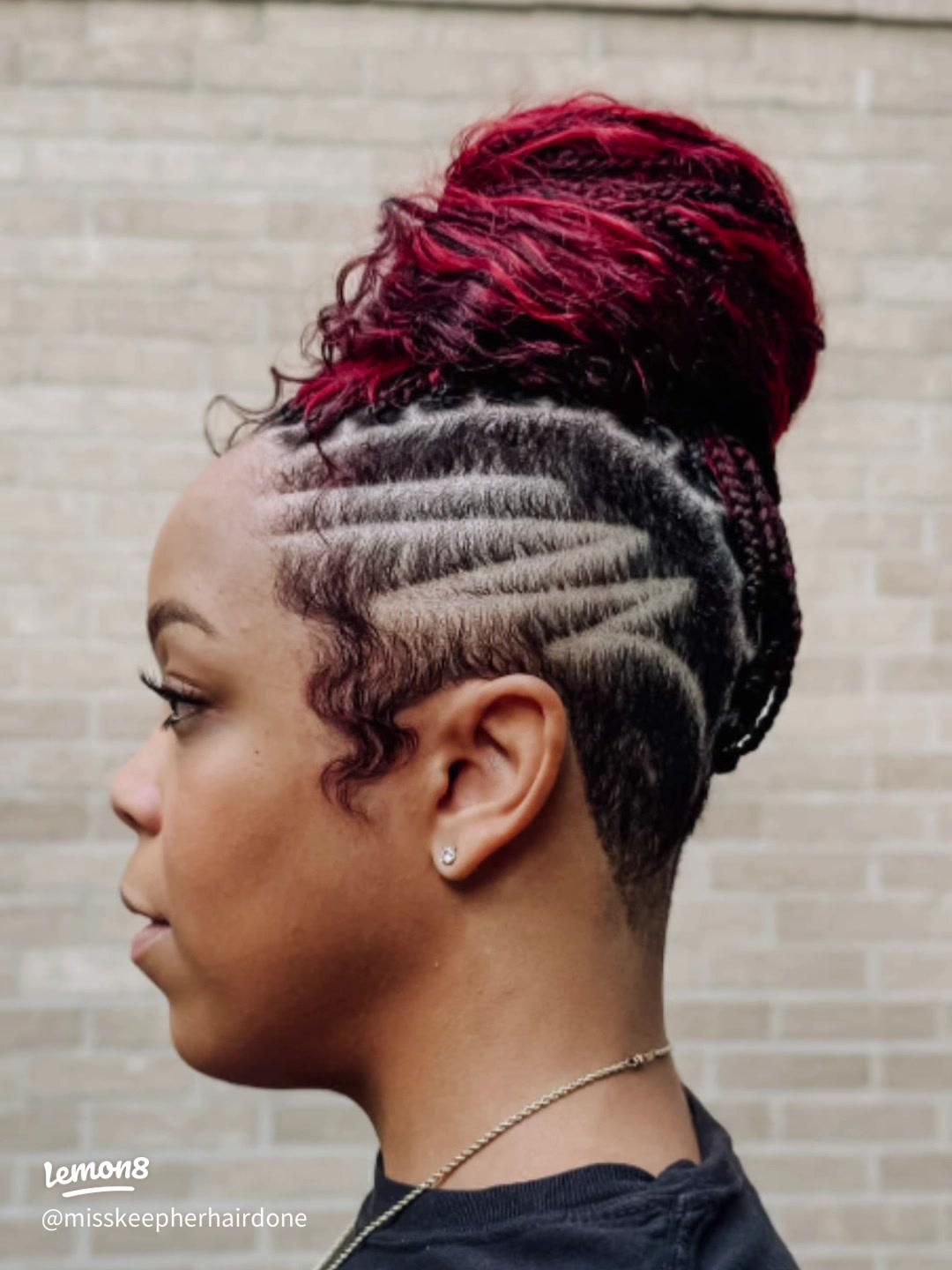 Edgy Burgundy Braids With Geometric Undercut Edgy Burgundy Braids With Geometric Undercut — Burgundy Knotless Braids 2027