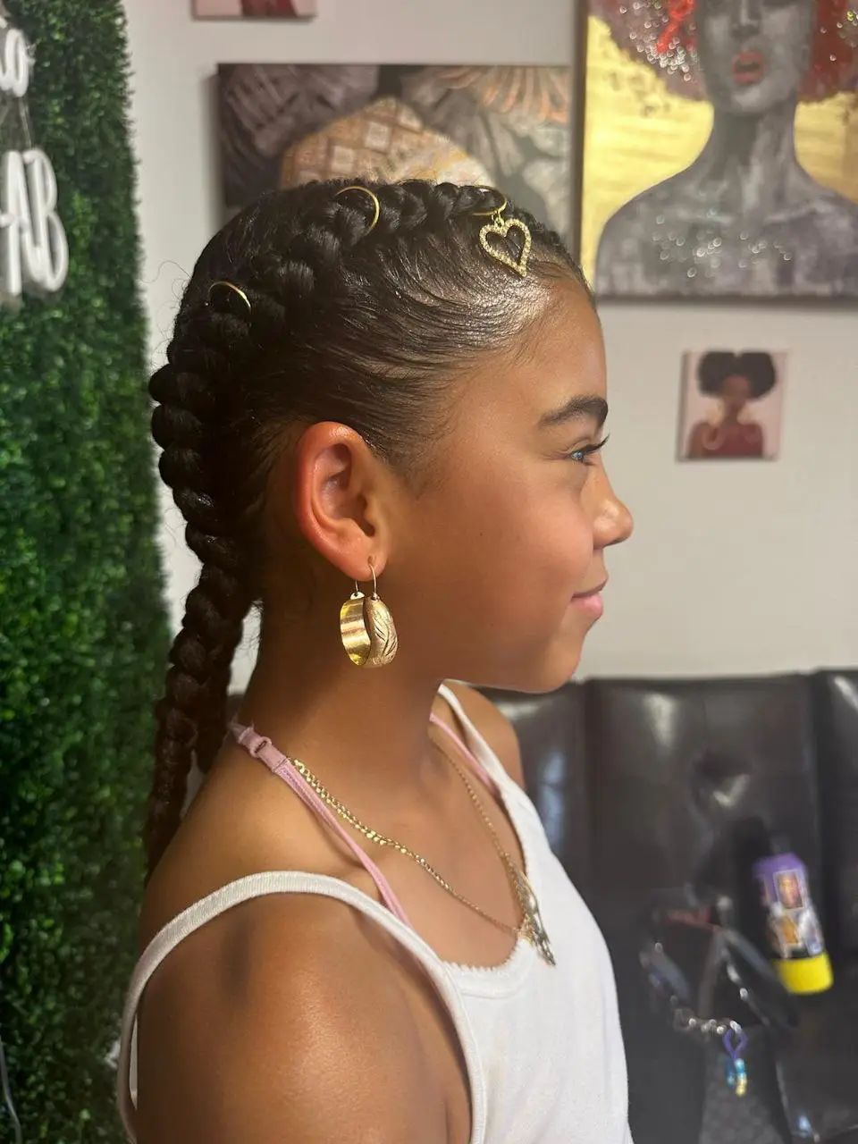 Dual Braids with Luxe Gold Accents — Knotless Braids 2027 for Little Girls