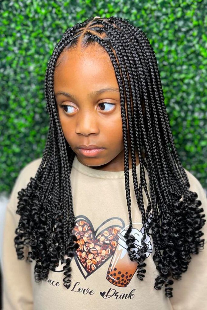 Mid-Back Braids with Whimsical Curls — Knotless Braids 2027 for Little Girls