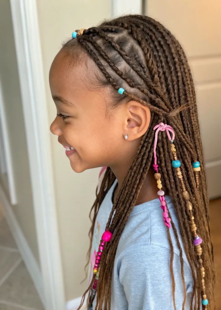Playful Braids with Colorful Accents — Knotless Braids 2027 for Little Girls
