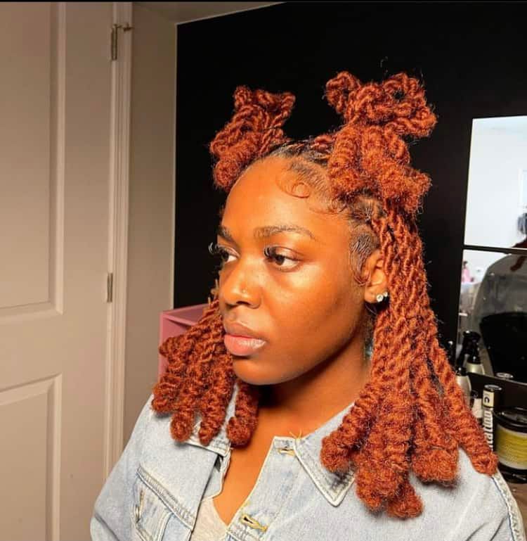 Playful Locs Space Buns in Reddish-Brown Playful Locs Space Buns in Reddish-Brown — Loc Styles 2027 for Women Over 50