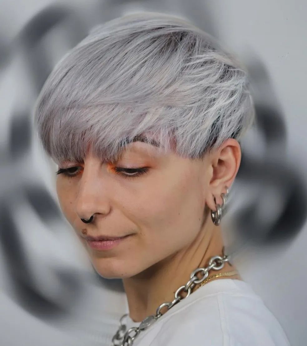 Textured Silver Pixie With Dark Roots Textured Silver Pixie With Dark Roots — Silver Pixie 2027