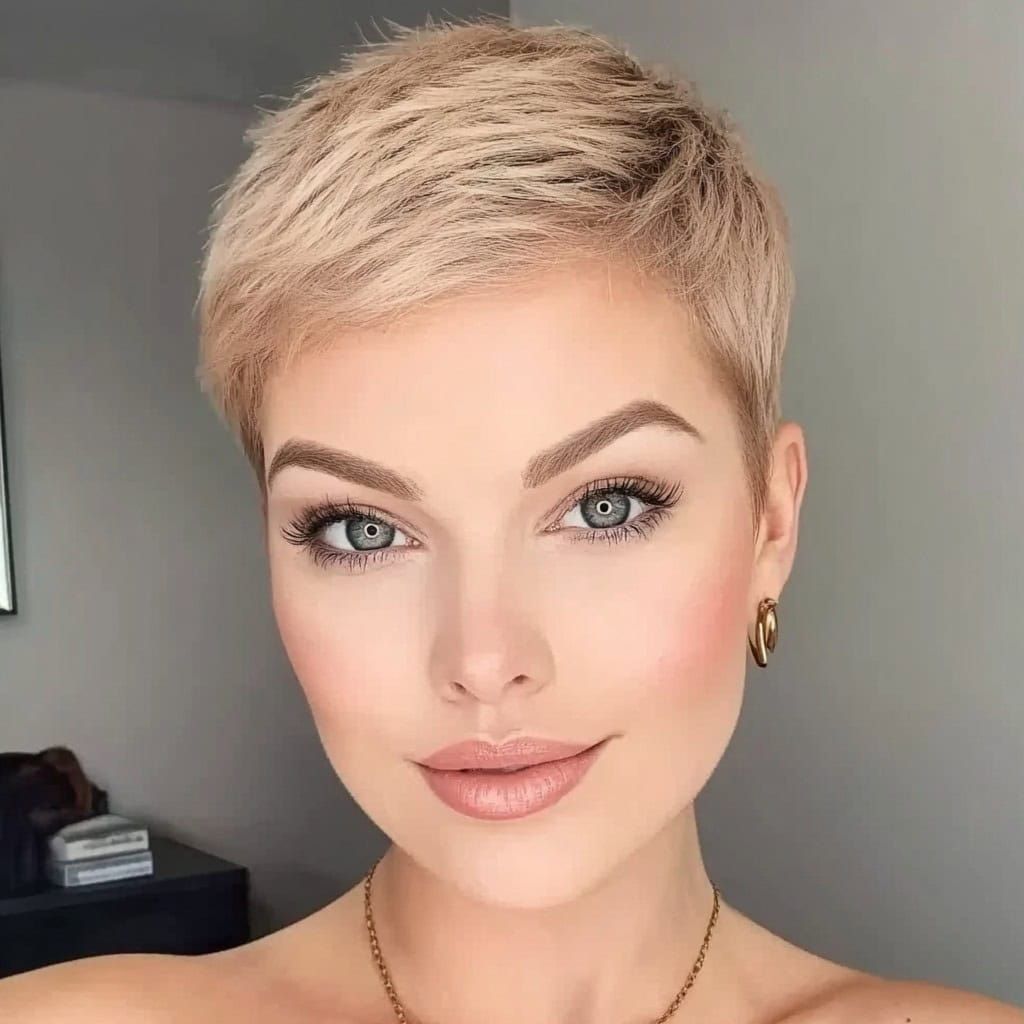 Smooth Ash Blonde Pixie With Side Sweep Smooth Ash Blonde Pixie With Side Sweep — Classic Pixie 2027