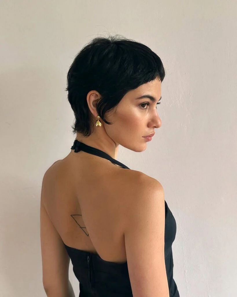 Textured Black Pixie Back View Textured Black Pixie Back View — Classic Pixie 2027