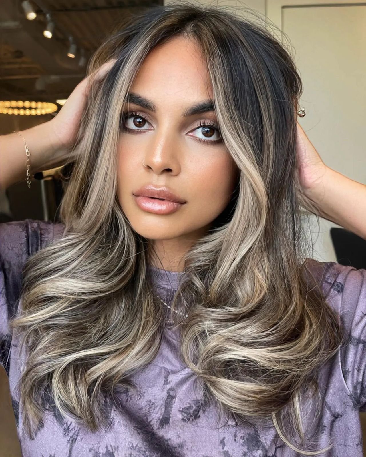 Dark Brown Base With Ash Blonde Face-Framing — Blonde Hair 2027 for Hazel Eyes