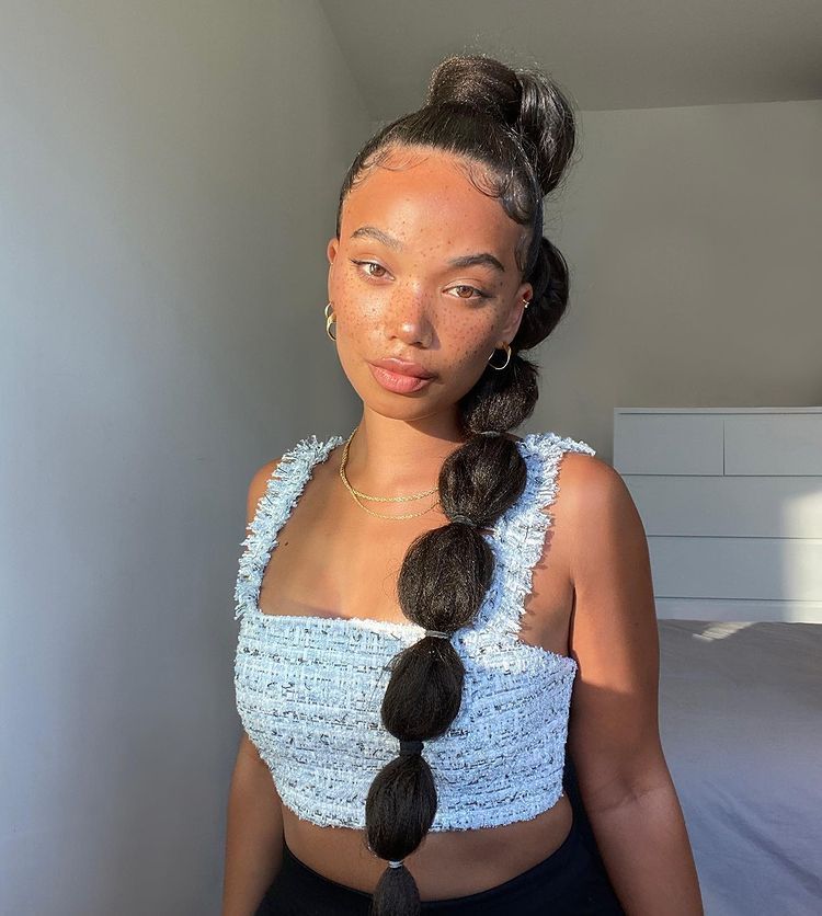 High Bubble Ponytail With Baby Hairs High Bubble Ponytail With Baby Hairs — Hairstyles 2027 for Dirty Hair