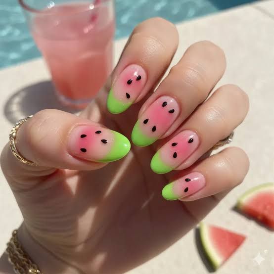 Medium Oval Watermelon Slices Medium Oval Watermelon Slices — Watermelon Nails 2027