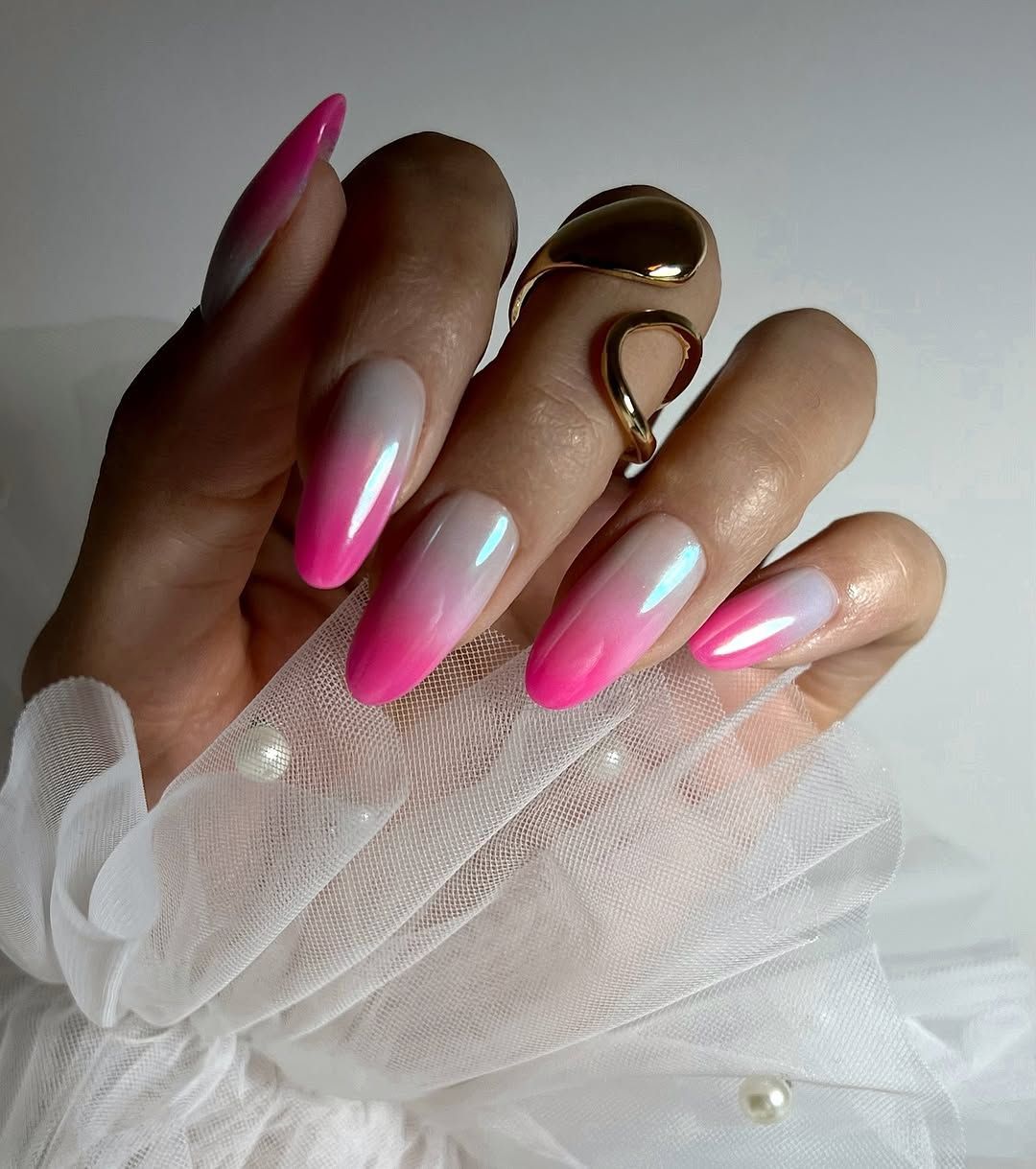 Iridescent Shimmer Pink Ombre French Iridescent Shimmer Pink Ombre French — French Ombre Nails 2027