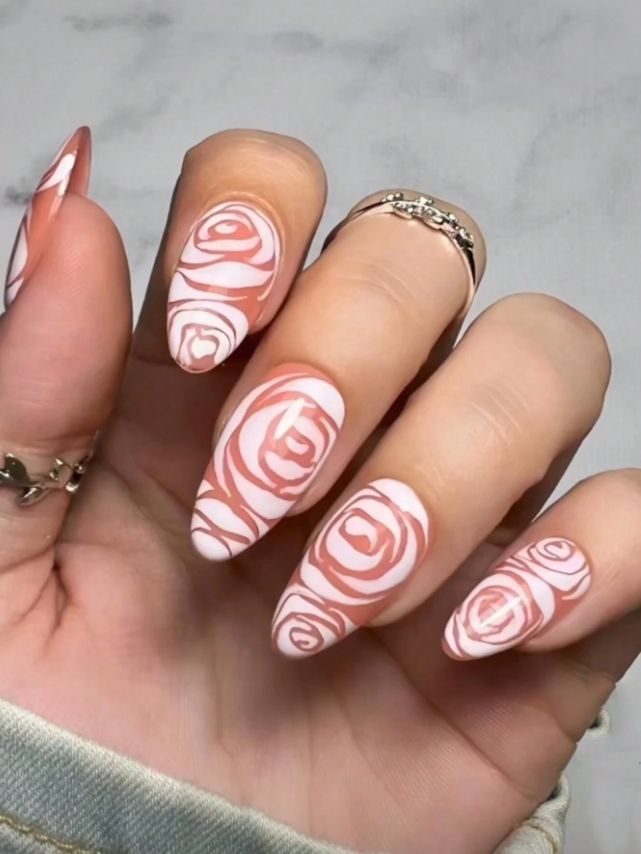 Abstract Swirl Rose Gold Lines — Rose Nails 2027
