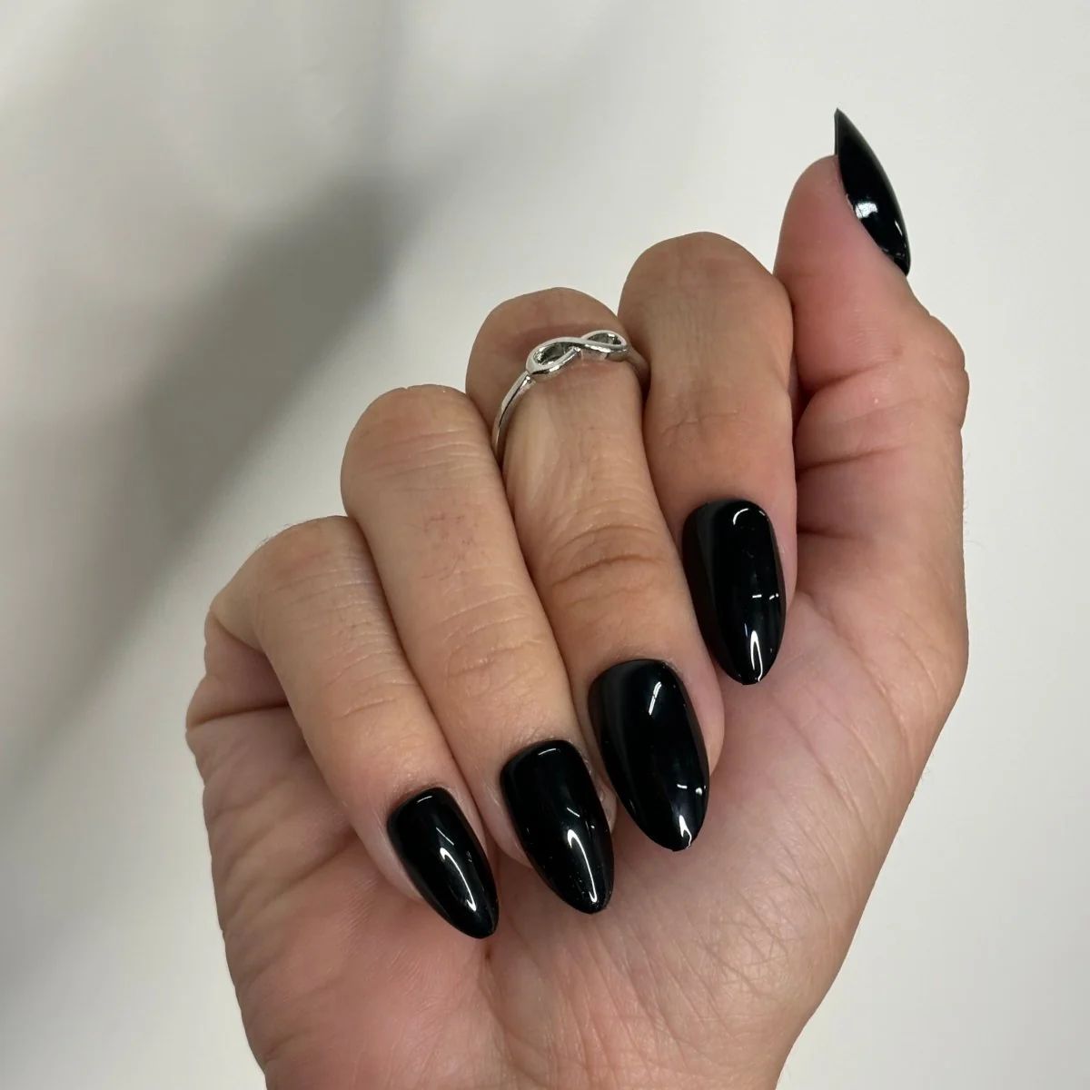 DARK Queen | Short Almond Black Coat with Glossy Finish