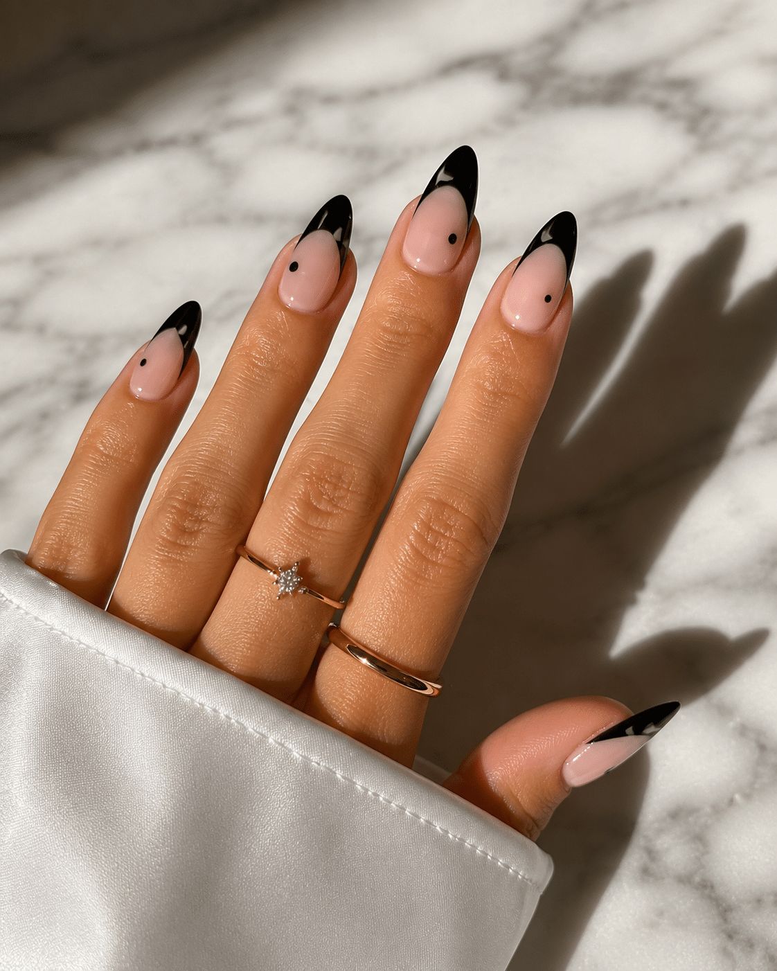 Sheer Pink with Black French Tip — Glossy Black Nails 2027