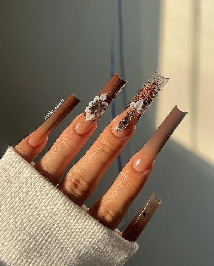 Nude Ombre Rhinestone Coffin Nails Nude Ombre Rhinestone Coffin Nails — 25th Birthday Nails 2027