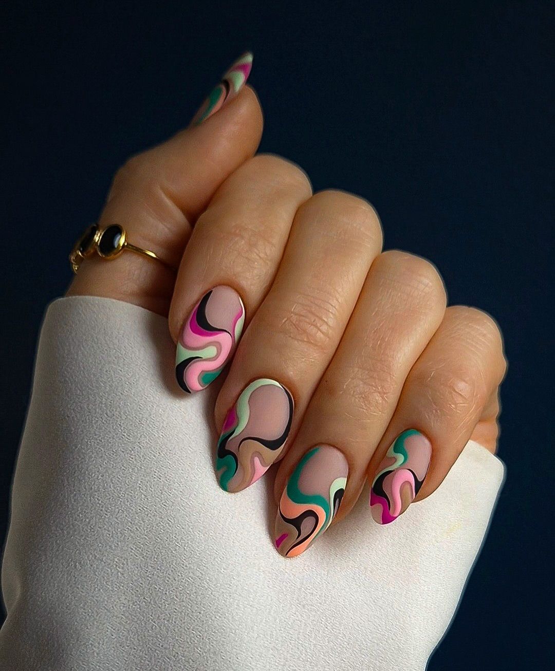 Matte Nude Abstract Wavy Line Nails Matte Nude Abstract Wavy Line Nails — 25th Birthday Nails 2027