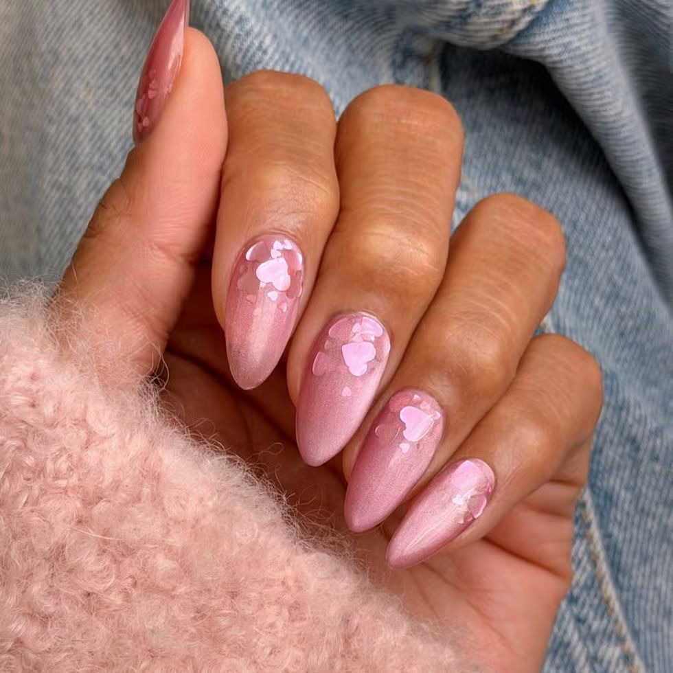 Pale Pink Heart Confetti Stiletto Nails Pale Pink Heart Confetti Stiletto Nails — 25th Birthday Nails 2027