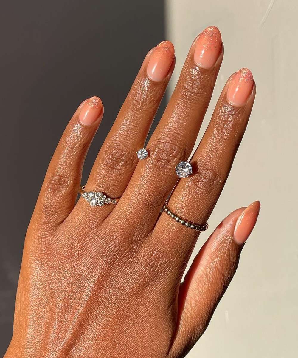 Glossy Shimmery Visual Idea Glossy Shimmery Visual Idea — Peach Almond Nails 2027