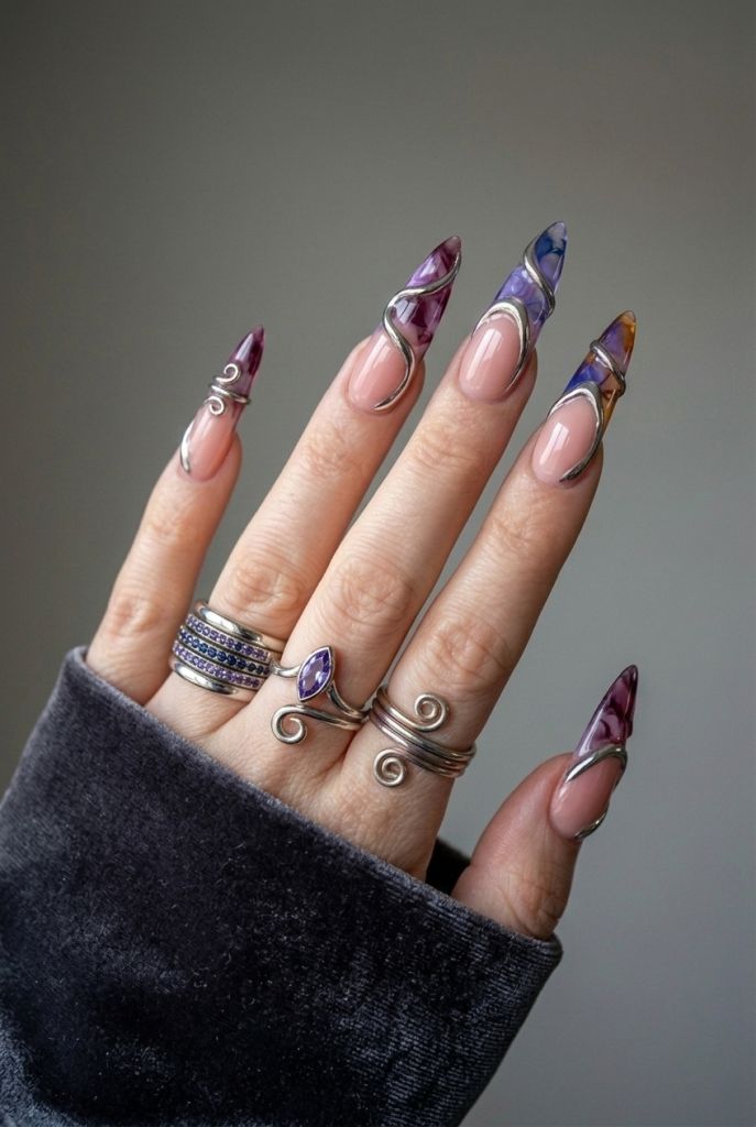 Purple Blue Tipped Stiletto Purple Blue Tipped Stiletto — Lavender Stiletto Nails 2027