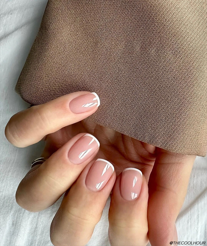 Short Oval with Crisp White Micro French Short Oval with Crisp White Micro French — Short Micro French Tip Nails 2027