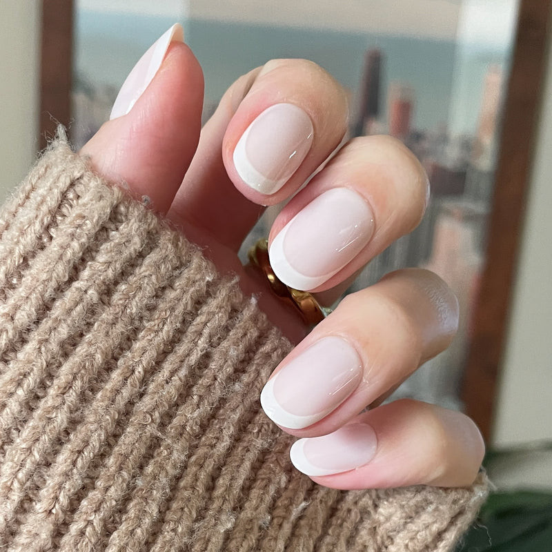 Glossy Classic White French on Round Nails Glossy Classic White French on Round Nails — French Tip Nails 2027 for Short Fingers