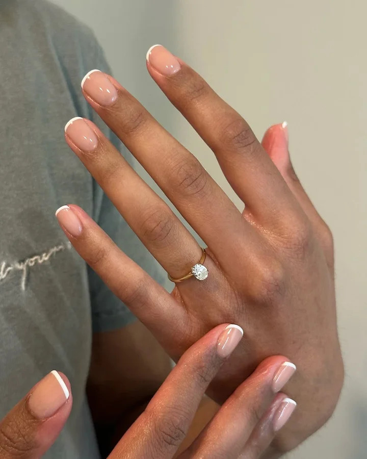 Thin White French Tips on Oval Thin White French Tips on Oval — French Tip Nails 2027 for Short Fingers