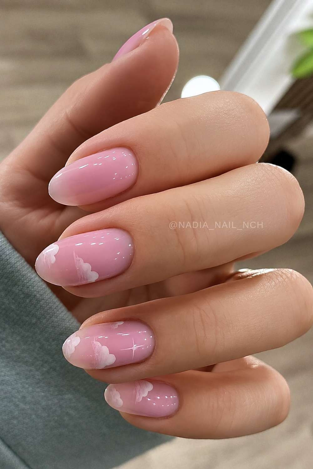 Short Oval Vibrant Pink Cloud Accents — The Finish Is Glossy Pink Cloud Nails 2027