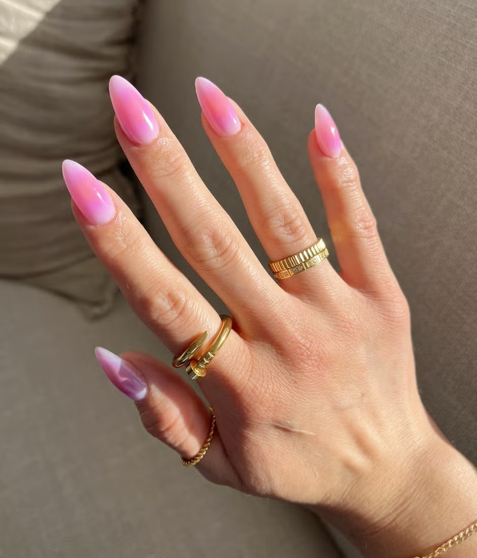 Minimalist Gold Dots Visual Idea Minimalist Gold Dots Visual Idea — Long Almond Pink Nails Ideas 2027