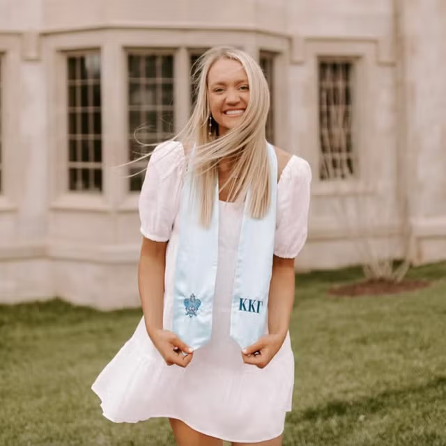 Puff-Sleeve Dress with Satin Graduation Stole Puff-Sleeve Dress with Satin Graduation Stole — Graduation Ceremony Outfits 2027