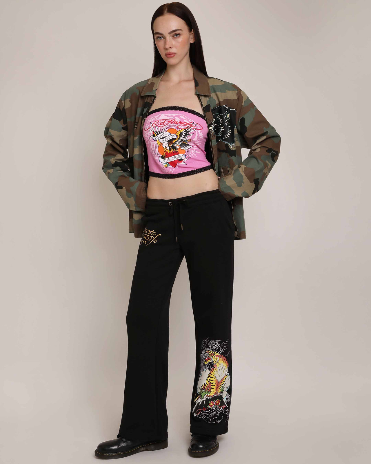Graphic Tube Top Under Camouflage Jacket for Casual Edge Graphic Tube Top Under Camouflage Jacket for Casual Edge — Tube Tops 2027