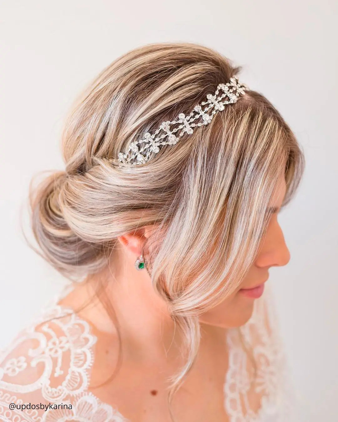 Side-Swept Updo With Sparkling Headband Side-Swept Updo With Sparkling Headband — Christmas Photo Hairstyles 2026