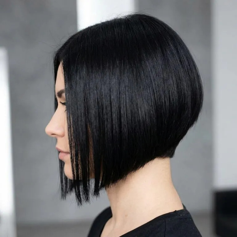 Sleek Black Ear-Length Bob — Angled Lob 2027