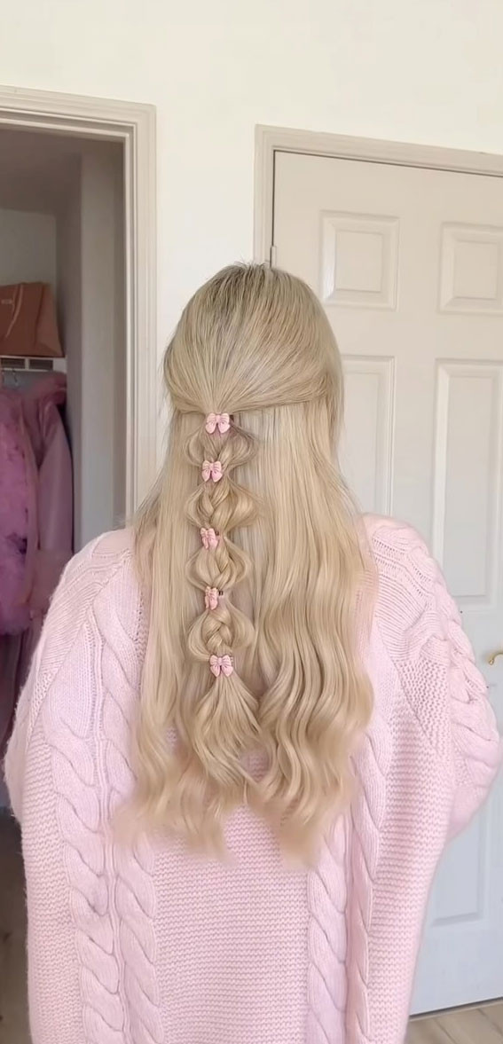 Half-Up With Braided Accents Half-Up With Braided Accents — Coquette Ponytail Hairstyles 2027