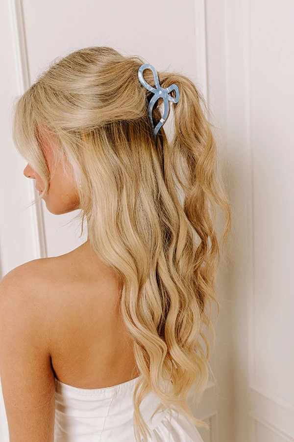 Wavy Ponytail With Bow Clip Wavy Ponytail With Bow Clip — Coquette Ponytail Hairstyles 2027